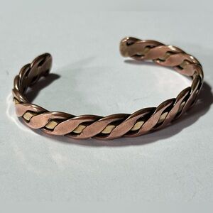 Heavy Copper Brass Braided Twisted Cuff Bracelet Southwestern Men’s Gift